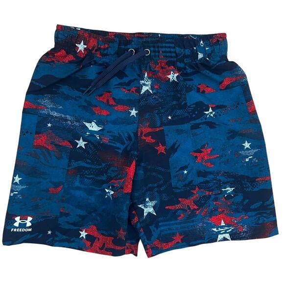 Under Armour Freedom Red/White/Blue Patriotic Swim Trunks Youth Medium NWT - Picture 1 of 6
